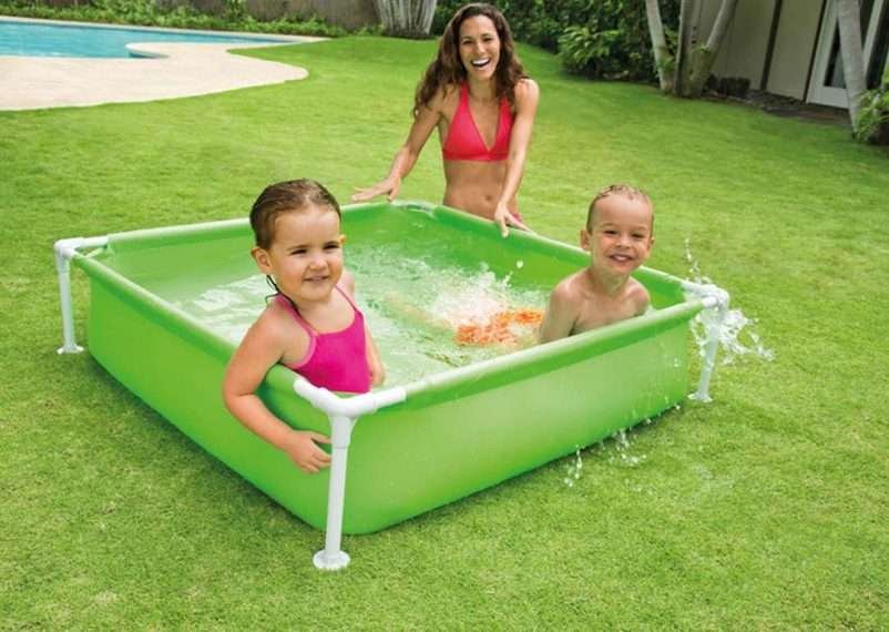 Bestway 56217 | Size 6.4 x 4.9 x 1.00 Ft | Rectangular Metal Frame Portable Ready-Made Swimming Pool