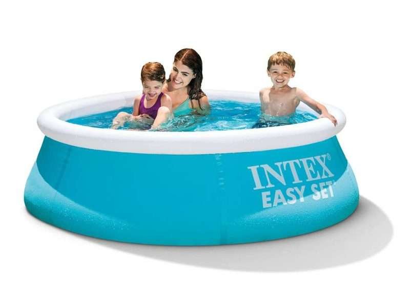 Intex 28101 | Size 6.4 x 6.11 x 2.00 Ft | Easy Set Round Inflatable Portable Above Ground Swimming Pool