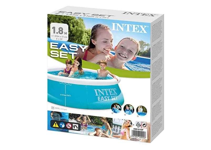Intex 28101 | Size 6.4 x 6.11 x 2.00 Ft | Easy Set Round Inflatable Portable Above Ground Swimming Pool