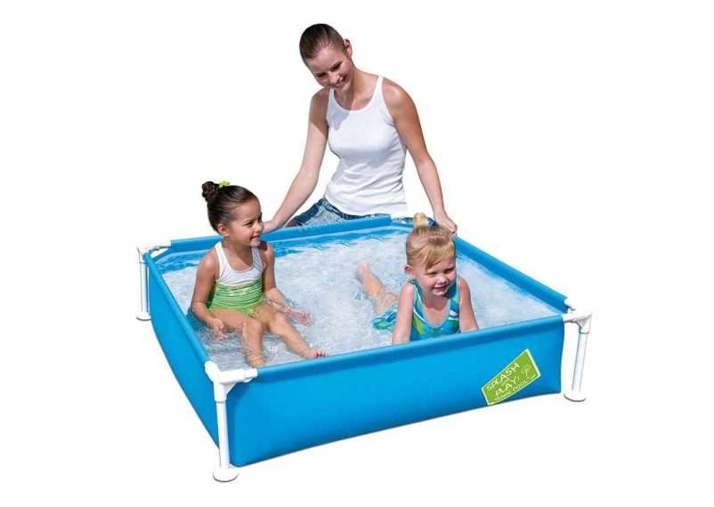 Bestway 56217 | Size 6.4 x 4.9 x 1.00 Ft | Rectangular Metal Frame Portable Ready-Made Swimming Pool