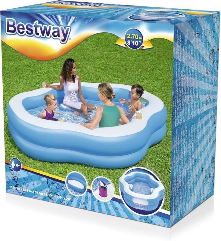 Bestway 54409 | Size 8.10 x 6.6 x 1.6 Ft |  Splashview Inflatable Fast Set Portable Ready-Made Swimming Pool