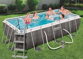 Alternative view of Bestway 56721 | Size 13.0 x 6.11 x 3.50 Ft | Power Steel Rectangular Metal Frame Portable Ready-Made Swimming Pool