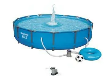 Bestway 56595 | Size 14.0 x 14.0 x 2.85 Ft | Steel Pro MAX Round Metal Frame Portable Ready-Made Swimming Pool