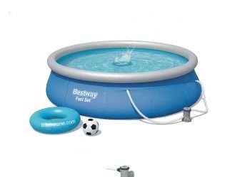 Bestway 57321 | Size 13.0 x 13.0 x 2.75 Ft | Inflatable Round Fast Set Portable Ready-Made Swimming Pool