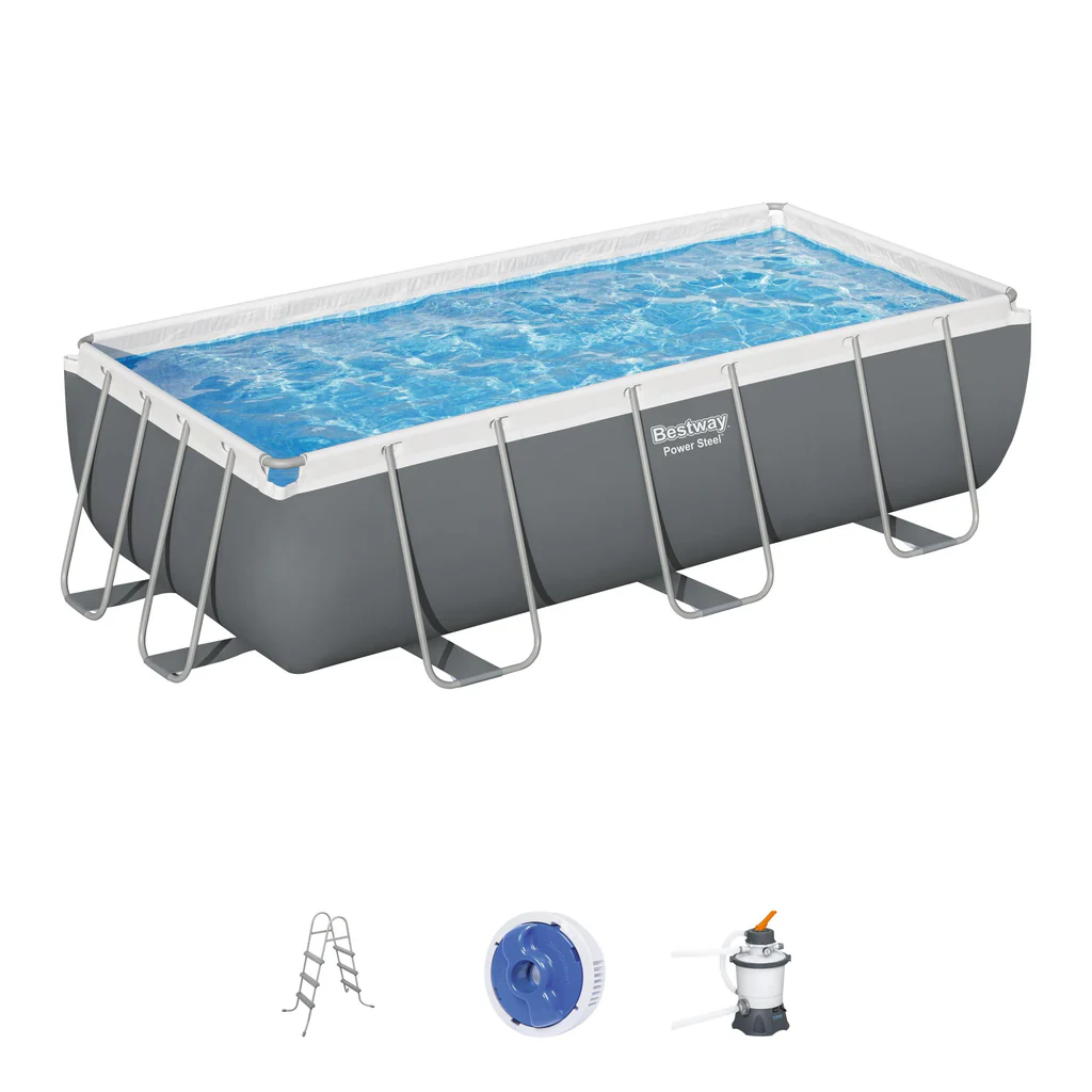 Bestway 56442 | Size 13.3 x 6.7 x 3.30 Ft | Power Steel Rectangular Metal Frame Portable Ready-Made Swimming Pool - Image 2