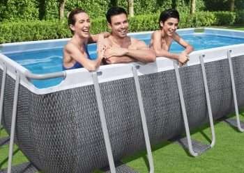Alternative view of Bestway 56996 | Size 16.0 x 8.0 x 4.00 Ft | Power Steel Rectangular Metal Frame Portable Ready-Made Swimming Pool