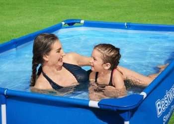 Alternative view of Bestway 56401 | Size 7.3 x 4.9 x 1.30 Ft | Steel Pro Rectangular Metal Frame Portable Above Ground Swimming Pool