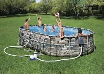 Alternative view of Bestway 56719 | Size 20.0 x 12.0 x 4.00 Ft | Power Steel Oval Metal Frame Portable Ready-Made Swimming Pool