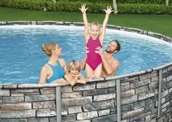 Alternative view of Bestway 56889 | Size 22.0 x 22.0 x 4.50 Ft | Power Steel Round Metal Frame Portable Ready-Made Swimming Pool