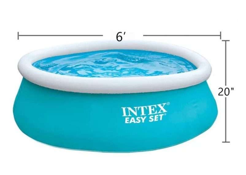 Intex 28101 | Size 6.4 x 6.11 x 2.00 Ft | Easy Set Round Inflatable Portable Above Ground Swimming Pool