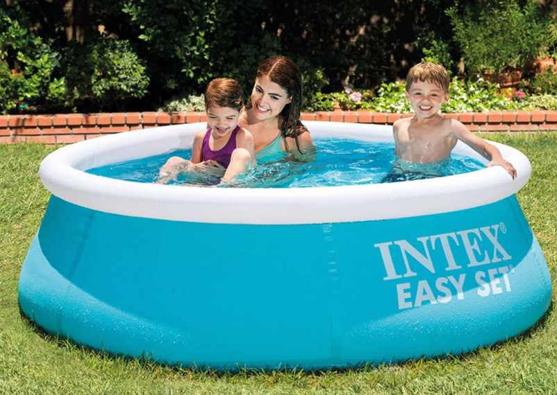 Intex 28101 | Size 6.4 x 6.11 x 2.00 Ft | Easy Set Round Inflatable Portable Above Ground Swimming Pool