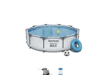 Bestway 56408 | Size 10.0 x 10.0 x 2.50 Ft | Steel Pro MAX Round Metal Frame Portable Ready-Made Swimming Pool