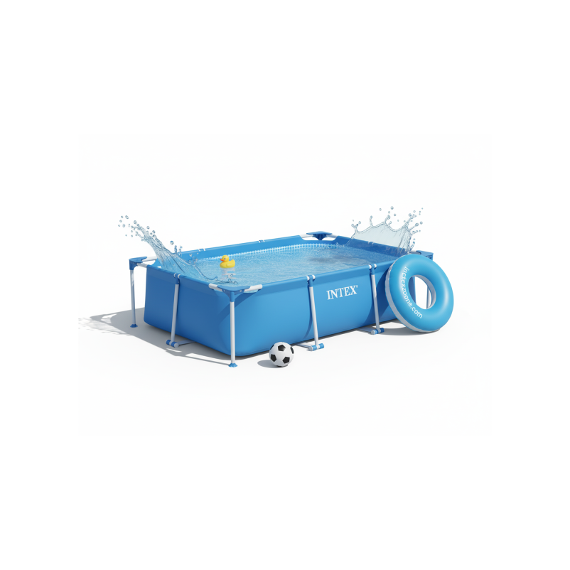 Intex 28271 | Size 8.53 x 5.25 x 2.13 Ft | Rectangular Metal Frame Portable Above Ground Swimming Pool