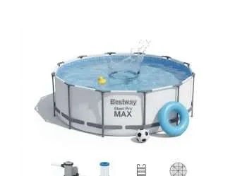 Bestway 5612X | Size 14.0 x 14.0 x 4.00 Ft | Steel Pro MAX Round Metal Frame Portable Ready-Made Swimming Pool