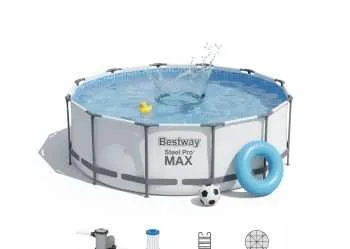 Bestway 5612Z | Size 16.0 x 16.0 x 4.00 Ft | Steel Pro MAX Round Metal Frame Portable Ready-Made Swimming Pool