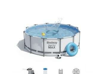 Bestway 5618W | Size 13.0 x 13.0 x 4.00 Ft | Steel Pro MAX Round Metal Frame Portable Ready-Made Swimming Pool