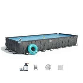 Bestway 561KJ | Size 31.4 x 16.0 x 4.33 Ft | APX Rectangular Metal Frame Portable Ready-Made Swimming Pool