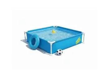 Bestway 56217 | Size 6.4 x 4.9 x 1.00 Ft | Rectangular Metal Frame Portable Ready-Made Swimming Pool