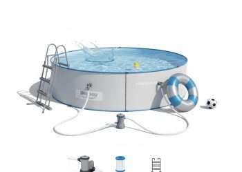 Bestway 56386W | Size 15.09 x 15.09 x 2.09 Ft | Hydrium Steel Round Metal Frame Portable Ready-Made Swimming Pool