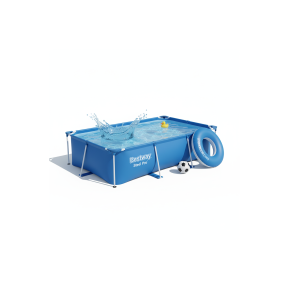 Bestway 56401 | Size 7.3 x 4.9 x 1.30 Ft | Steel Pro Rectangular Metal Frame Portable Above Ground Swimming Pool