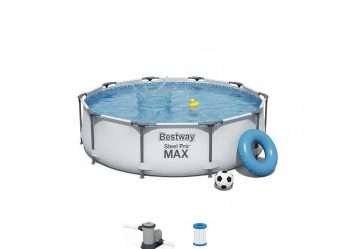 Bestway 56416 | Size 12.0 x 12.0 x 2.50 Ft | Steel Pro MAX Round Metal Frame Portable Ready-Made Swimming Pool