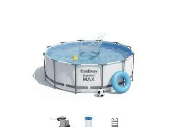 Bestway 56418 | Size 12.0 x 12.0 x 3.30 Ft | Steel Pro MAX Round Metal Frame Portable Ready-Made Swimming Pool