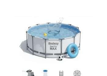 Bestway 56420 | Size 12.0 x 12.0 x 4.00 Ft | Steel Pro MAX Round Metal Frame Portable Ready-Made Swimming Pool