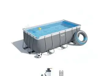 Bestway 56442 | Size 13.3 x 6.7 x 3.30 Ft | Power Steel Rectangular Metal Frame Portable Ready-Made Swimming Pool