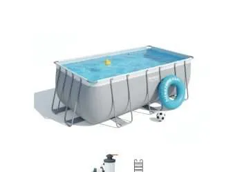 Bestway 56457 | Size 13.6 x 6.7 x 4.00 Ft | Power Steel Rectangular Metal Frame Portable Ready-Made Swimming Pool