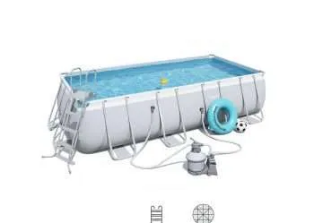 Bestway 56466 | Size 18.0 x 8.98 x 4.00 Ft | Power Steel Rectangular Metal Frame Portable Ready-Made Swimming Pool