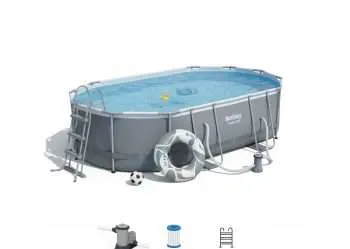 Bestway 56620 | Size 13.11 x 8.2 x 3.28 Ft | Power Steel Oval Metal Frame Portable Ready-Made Swimming Pool