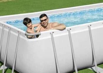 Alternative view of Bestway 56474 | Size 24.0 x 12.0 x 4.30 Ft | Power Steel Rectangular Metal Frame Portable Ready-Made Swimming Pool