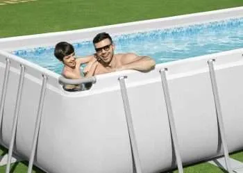 Alternative view of Bestway 56474 | Size 24.0 x 12.0 x 4.30 Ft | Power Steel Rectangular Metal Frame Portable Ready-Made Swimming Pool