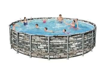 Alternative view of Bestway 56883 | Size 20.0 x 20.0 x 4.50 Ft | Power Steel Round Metal Frame Portable Ready-Made Swimming Pool