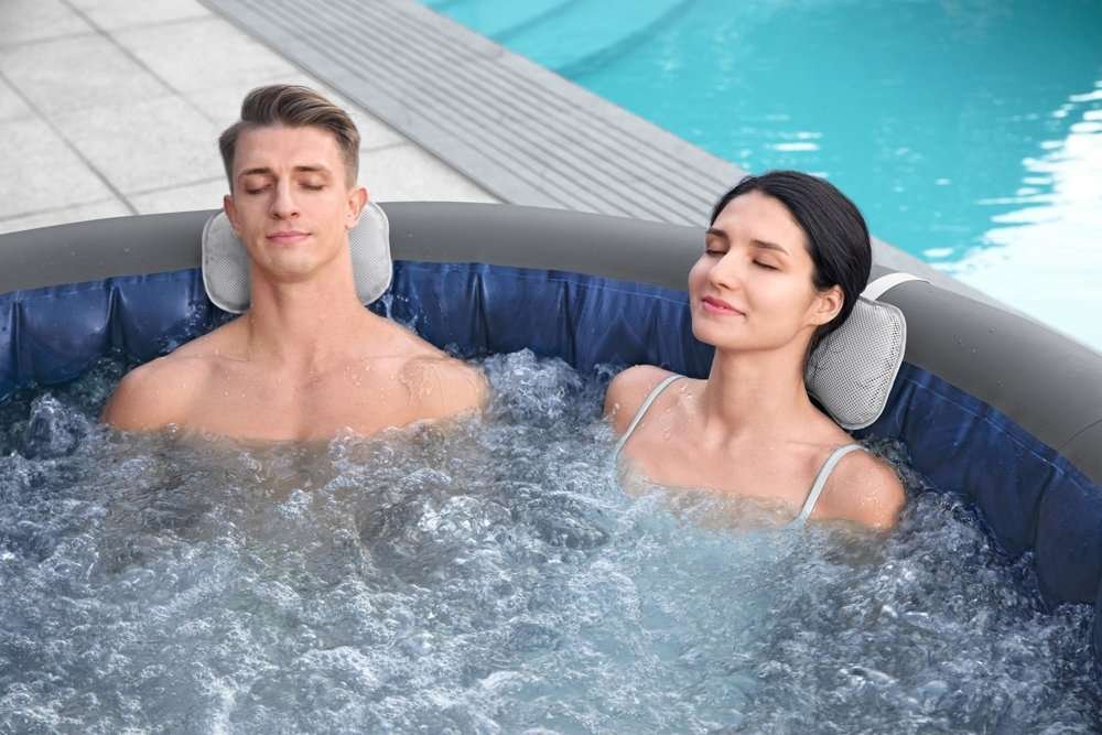 Bestway 60075 | Size 7.80 x 7.80 x 2.63 Ft | Inflatable Portable Spa Lay Z Bathtub Santorini - Image 3