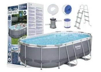 Alternative view of Bestway 56620 | Size 13.11 x 8.2 x 3.28 Ft | Power Steel Oval Metal Frame Portable Ready-Made Swimming Pool