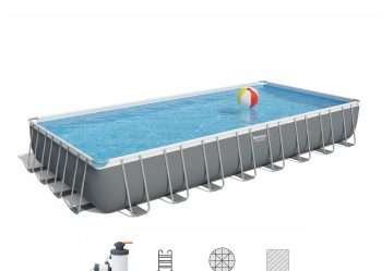 Intex 26374 | Size 32.0 x 16.0 x 4.33 Ft | Ultra XTR Rectangular Metal Frame Portable Ready-Made Swimming Pool