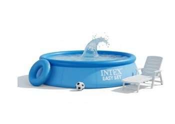 Intex 28106 | Size 8.0 x 2.0 Ft | Easy Set Round Inflatable Portable Above Ground Swimming Pool