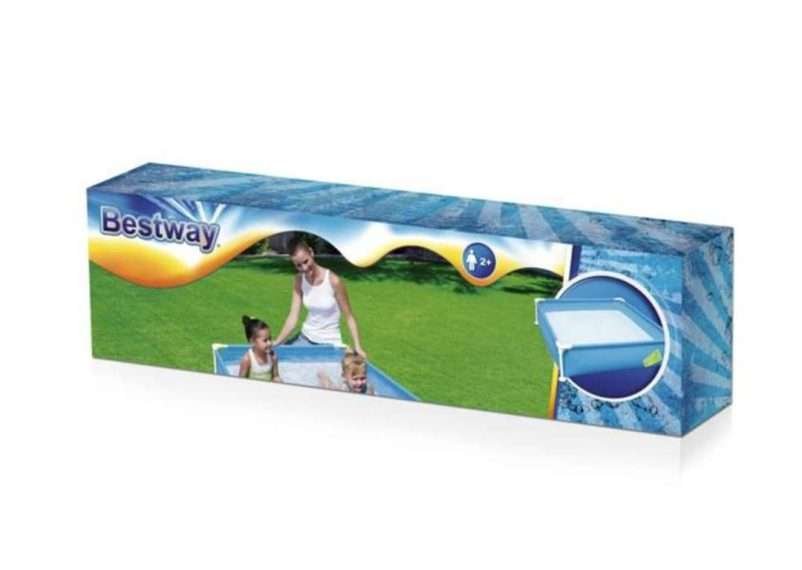 Bestway 56217 | Size 6.4 x 4.9 x 1.00 Ft | Rectangular Metal Frame Portable Ready-Made Swimming Pool